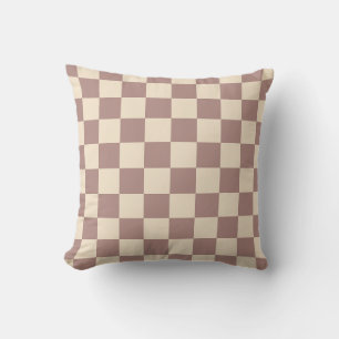 Rose and Champagne Checkerboard Throw Pillow