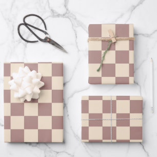 Rose and Champagne Checkerboard Wrapping Paper Sheets