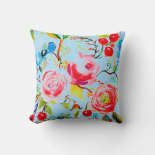 Rose and Cherry Blue Sky Customizable Throw Pillow