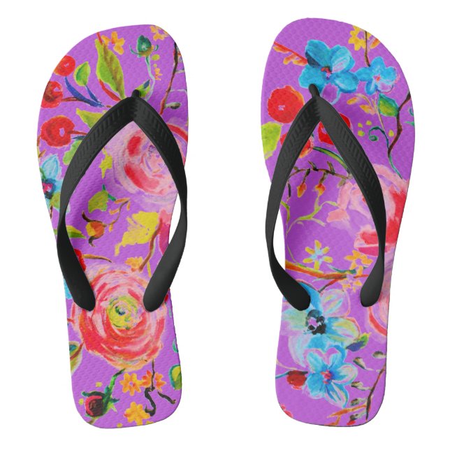 Rose and Cherry Purple Flip Flops (Footbed)