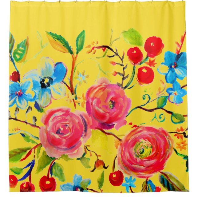 Rose and Cherry Yellow 2.0 Shower Curtain (Front)