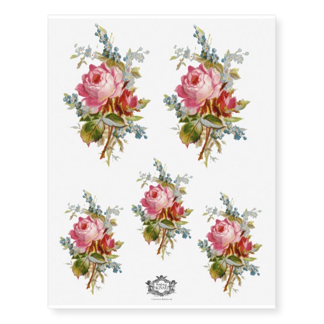 Rose and forget me not, temporary tattoos (Front)