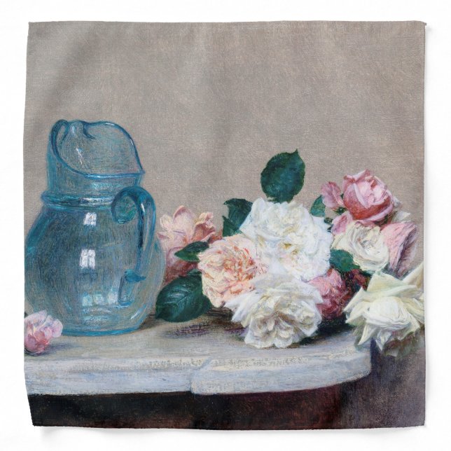 Rose and Glass Jug, Henri Fantin-Latour Bandana (Front)