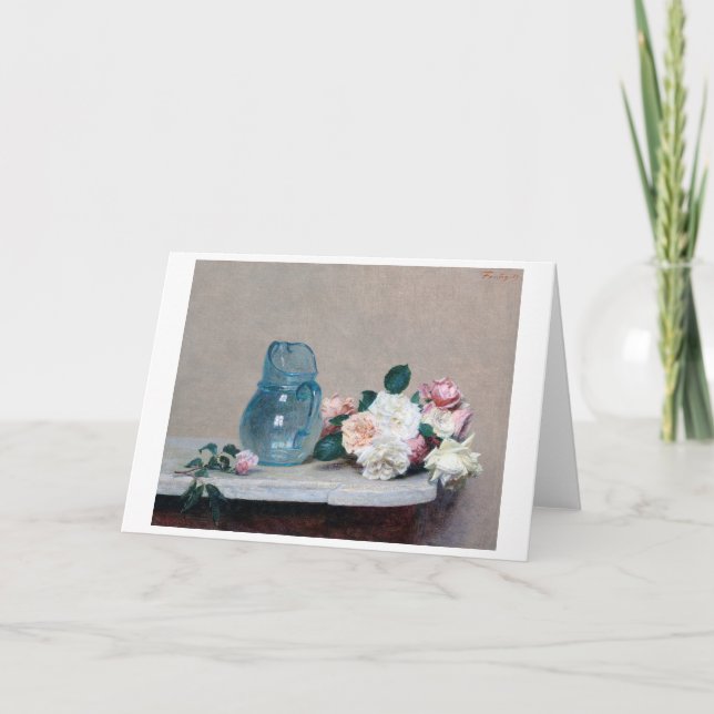 Rose and Glass Jug, Henri Fantin-Latour Card (Front)