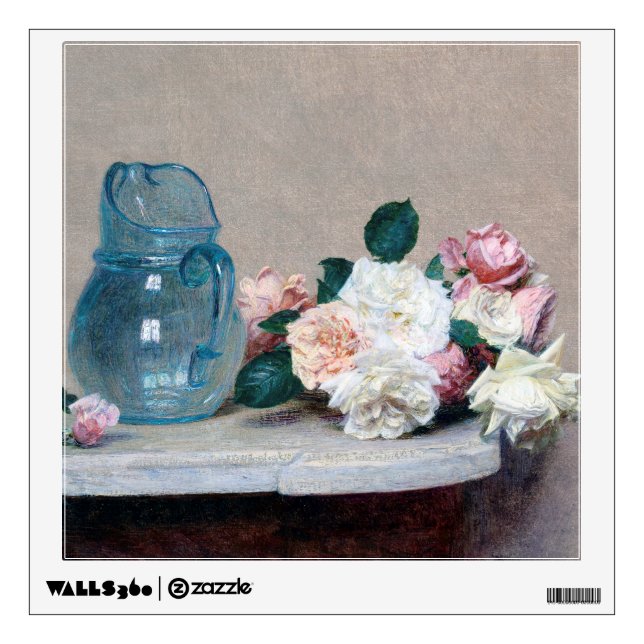 Rose and Glass Jug, Henri Fantin-Latour Wall Decal (Front)