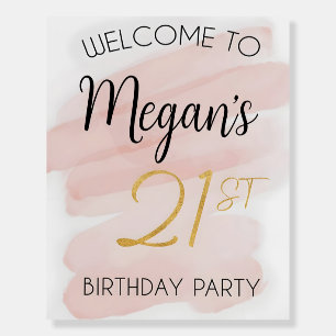 Rose and Gold Birthday Welcome Sign 21st birthday