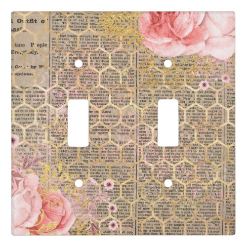Rose and Gold Honeycomb Light Switch Cover