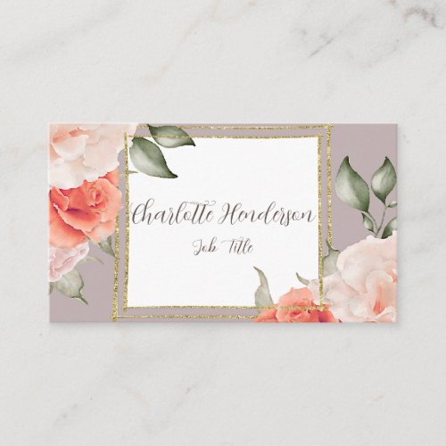 Rose and Gold Watercolor Business Card