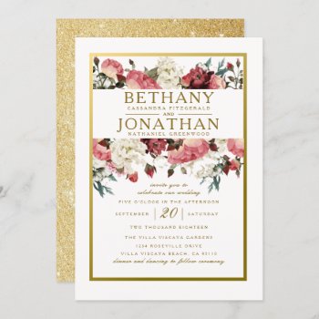 Rose And Gold Wedding Invitation by party_depot at Zazzle