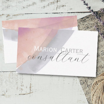 Rose And Gray Minimalist Clean Watercolor Design Business Card by annpowellart at Zazzle