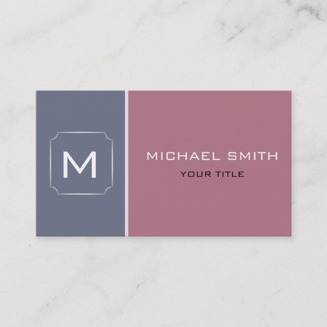 Rose and Gray Plain Elegant Professional Modern Business Card (Front)