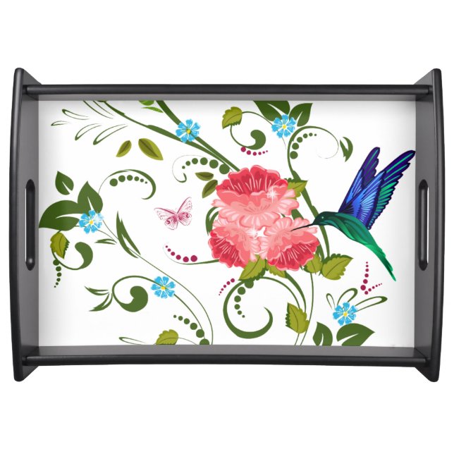 Rose and Hummingbird Serving Tray (Front)