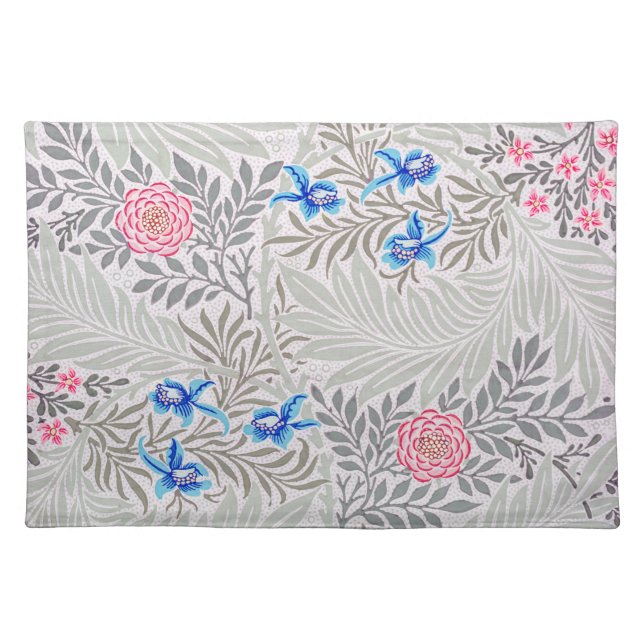 Rose and Larkspur, William Morris Cloth Placemat (Front)