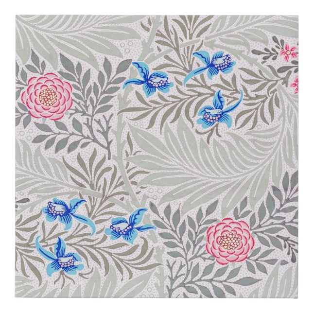 Rose and Larkspur, William Morris Faux Canvas Print (Front)