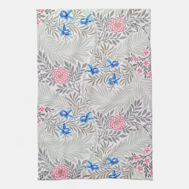 Rose and Larkspur, William Morris Kitchen Towel (Vertical)