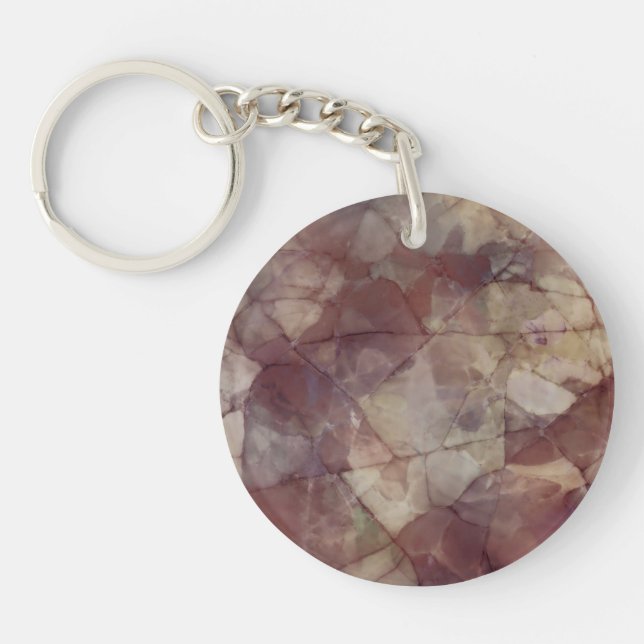 Rose and Lavender Brown Marble Keychain (Front)