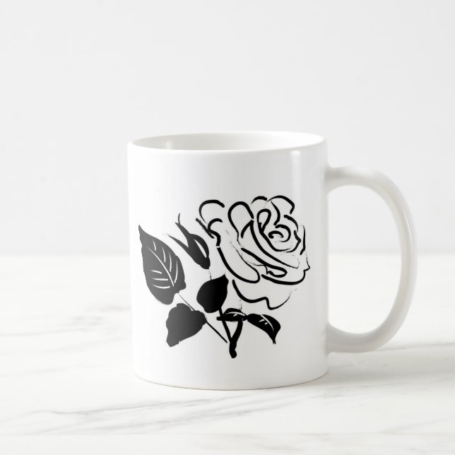 Rose and Leaves Sketch Coffee Mug (Right)