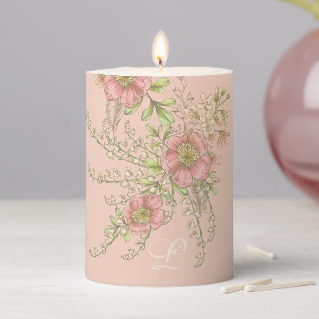Rose and Lily of the Valley Boudoir Pillar Candle (In Situ)