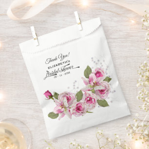 Rose and Lily Pink Bridal Shower Favor Bag
