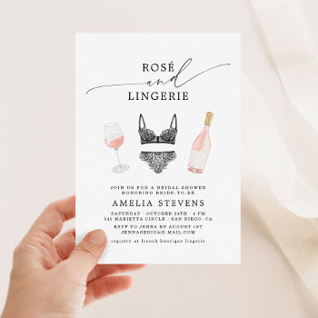 Rosé And Lingerie Bridal Shower Invitation by BlushandBelle at Zazzle