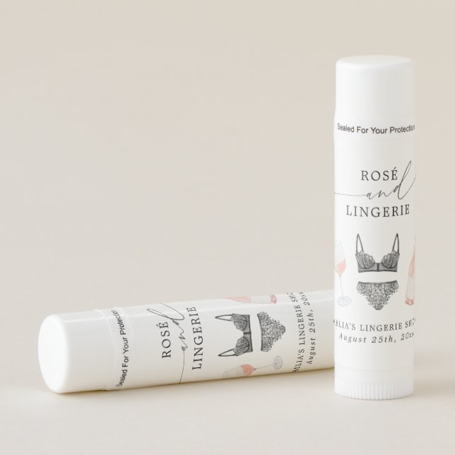 Rosé and Lingerie Bridal Shower Lip Balm (Front)