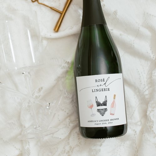 Ros and Lingerie Bridal Shower Sparkling Wine Label