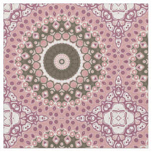 Rose and Mocha Mandala Pattern Floral Geometry Fabric