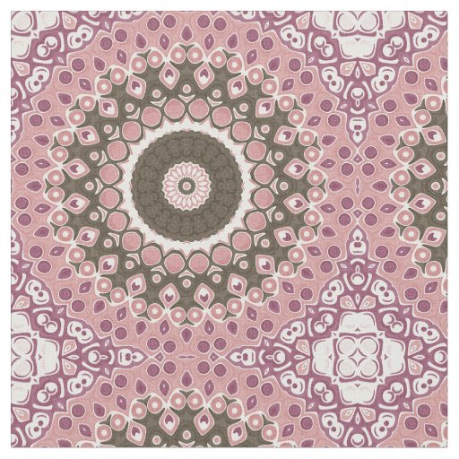 Rose and Mocha Mandala Pattern Floral Geometry Fabric