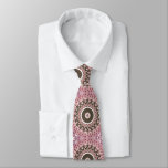 Rose and Mocha Mandala Pattern Floral Geometry Neck Tie