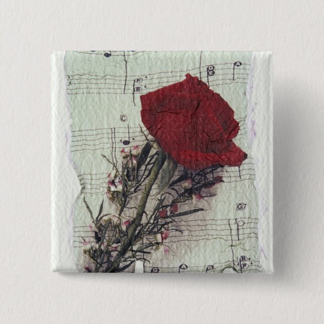<Rose and Music> by Kim Koza 2 Button (Front)