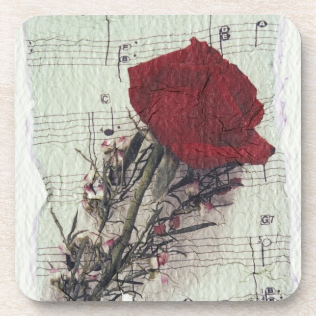 <Rose and Music> by Kim Koza 2 Drink Coaster (Front)