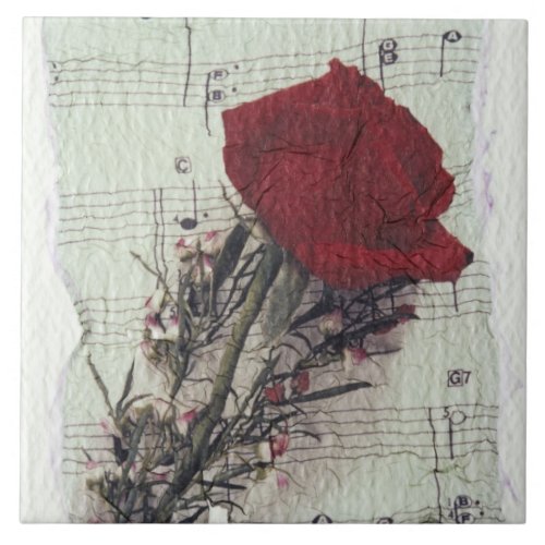 Rose and Music by Kim Koza 2 Tile