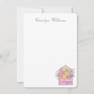 Rose and Peony Floral Envelope Note Card