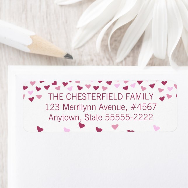 Rose and Pink Hearts Border Label (Insitu)