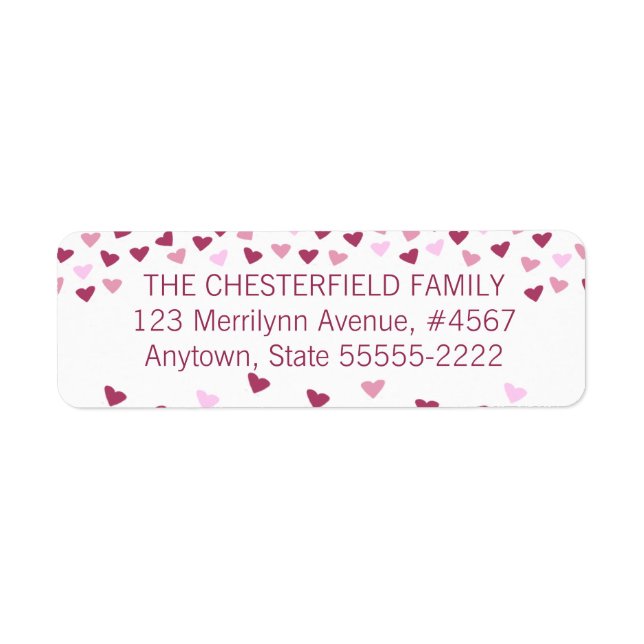 Rose and Pink Hearts Border Label (Front)