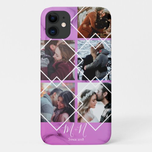 Rose and pink marble Personalized couples gifts iPhone 11 Case