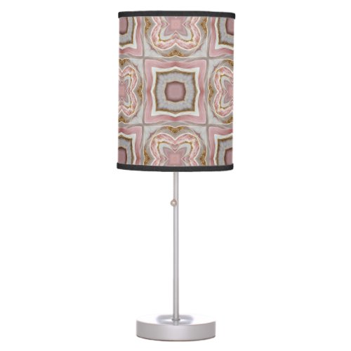 Rose and Platinum Arabesque Pattern Table Lamp