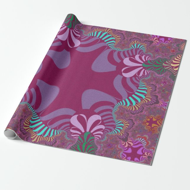 Rose and Plum Cross Wrapping Paper (Unrolled)