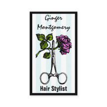 Rose and Scissors Hair Stylist Business Card