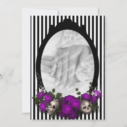 Rose and Skull Frame Goth Wedding Invitation