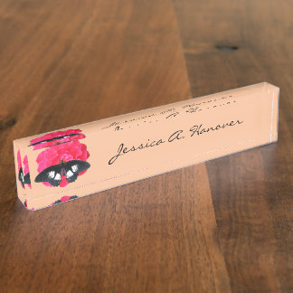 Rose and Swallowtail Desk Name Plate