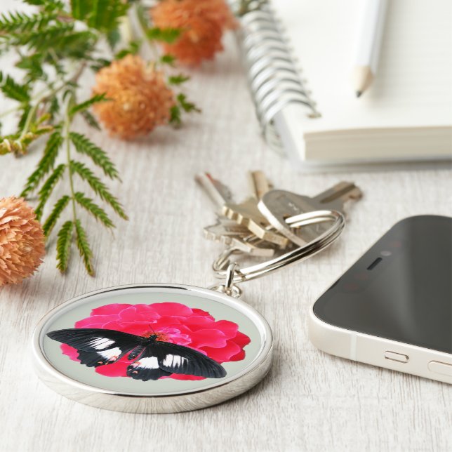 Rose and Swallowtail Keychain (Side)