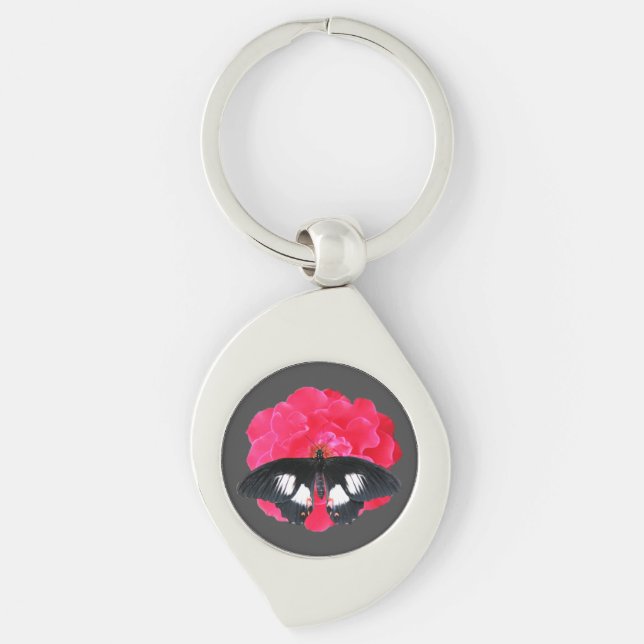 Rose and Swallowtail Keychain (Front)