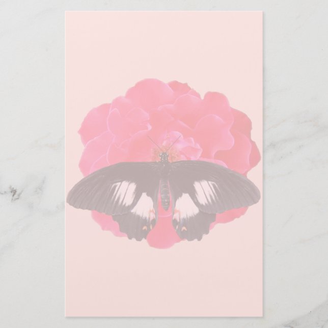 Rose and Swallowtail Stationery (Front)