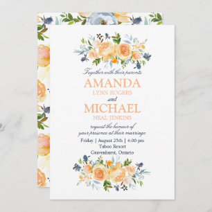 Rose and Thistle Watercolor Floral Wedding Invitation