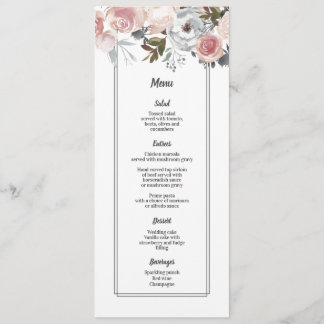 Rose and Thistle Watercolor Wedding Menu Card