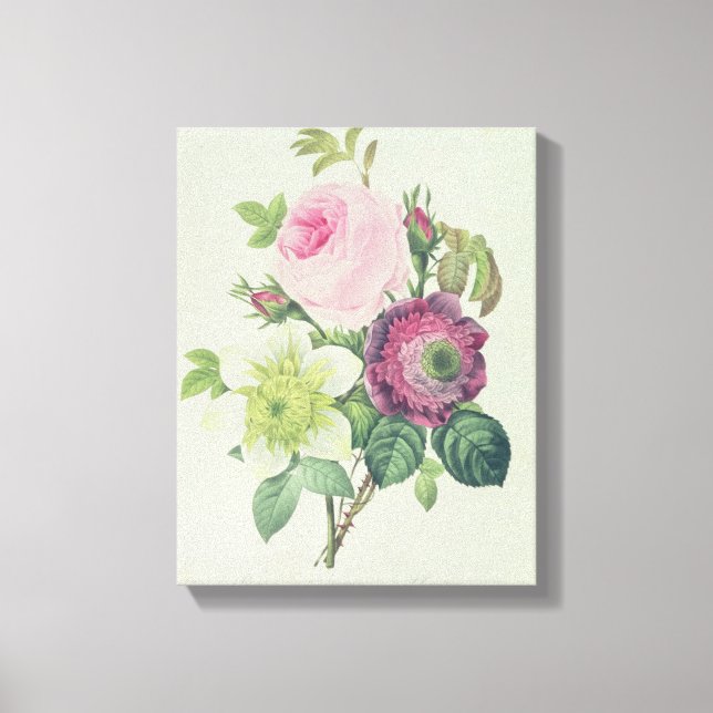 Rose, anemone and Clematide Canvas Print (Front)