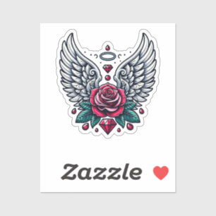 Rose & Angel Wings Sticker
