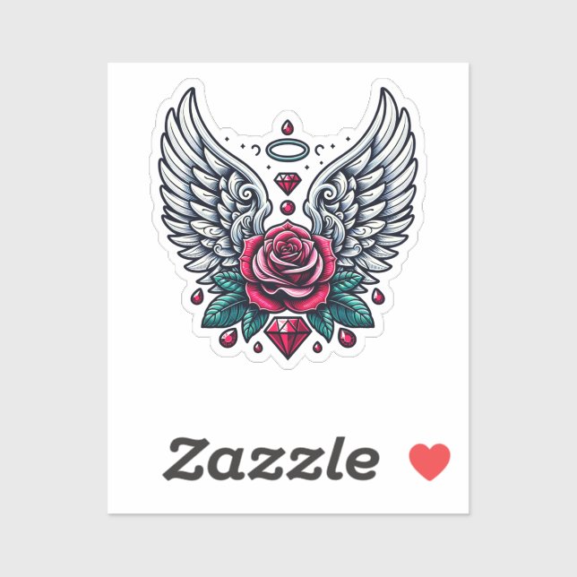 Rose & Angel Wings Sticker (Sheet)
