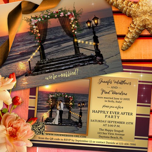 Rose Arbor Beach After Wedding Photo Invitation